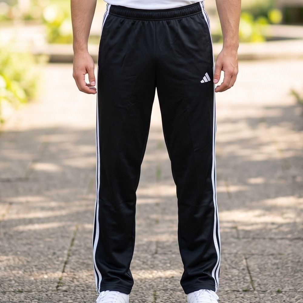 Adidas Track Pants Mens Medium Black White 3-Stripe KG5476 New